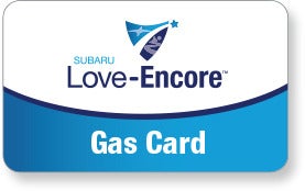 Subaru Love Encore gas card image with Subaru Love-Encore logo. | Bergstrom Subaru Green Bay in Green Bay WI