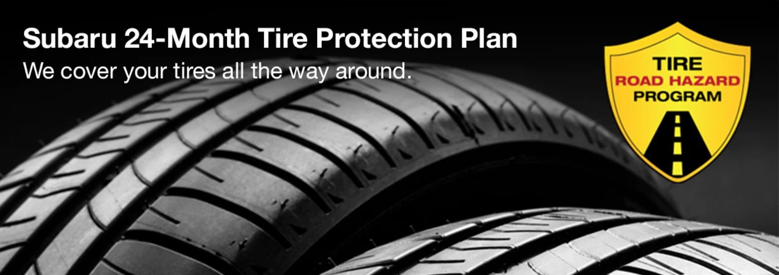Subaru tire with 24-Month Tire Protection and road hazard program logo. | Bergstrom Subaru Green Bay in Green Bay WI